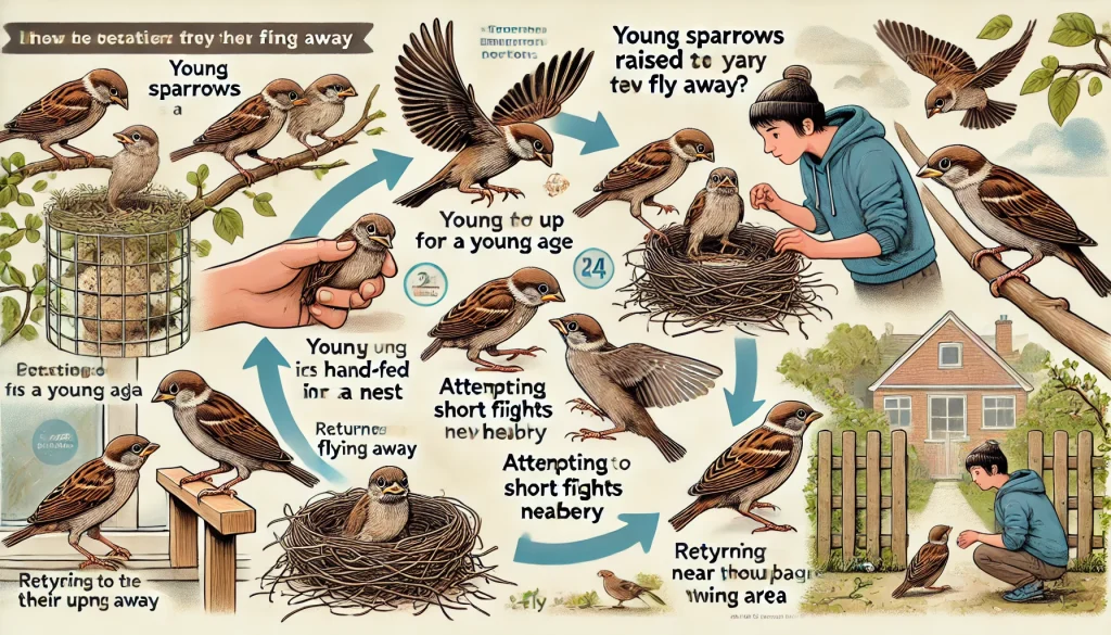 Will Sparrows Raised from a Young Age Fly Away?